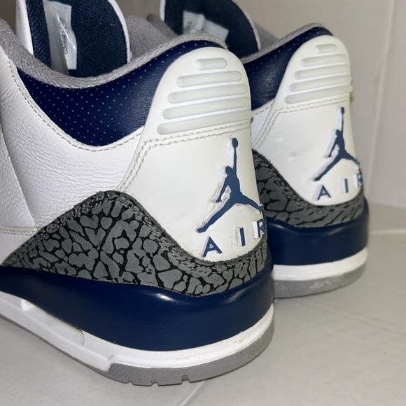 Air Jordan 3 Retro White/Midnight Navy  Mid Top Sneakers, CT8532-140 Size 10 - Picture 14 of 17
